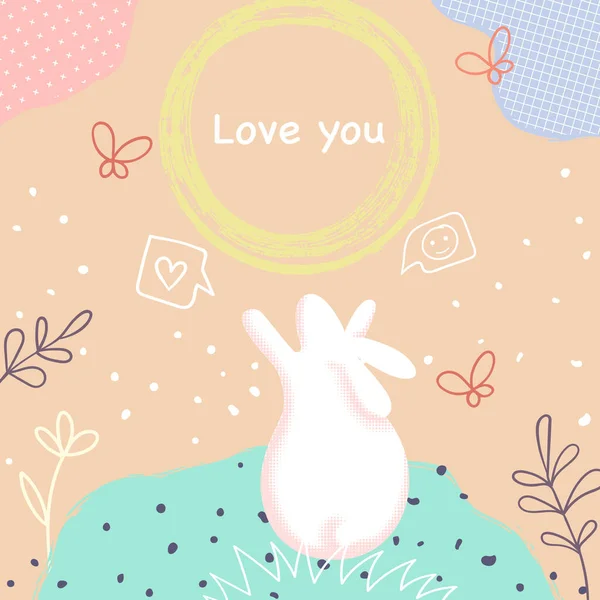 Örtüler tavşanlarla çizilmiş karalama seti