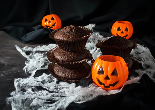 Halloween chocolate cupcake — Stock Photo, Image