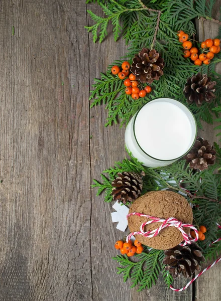 Christmas cookie and milk for Santa — Stock Photo, Image