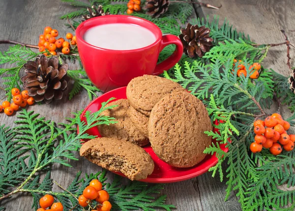 Vánoční cukroví a horká čokoláda — Stock fotografie