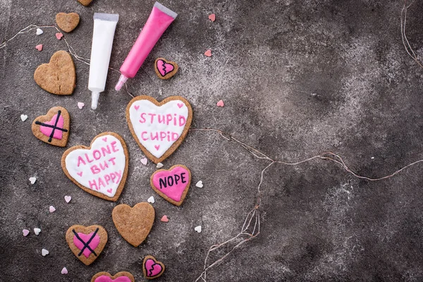 No Valentine day concept with cookies hearts — Stock Photo, Image