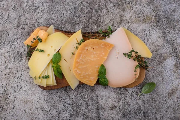 Different Sort Cheese Parmesan Cheddar Gouda Maasdam — Stock Photo, Image