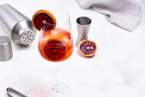 Aperol Spritz Cocktail Com Prosecco Laranja Sangue — Fotografia de Stock