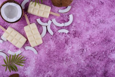 Hindistan cevizli dondurma. Ev yapımı sağlıklı tatlı.