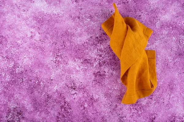 Linen Napkin Tablecloth Lilac Concrete Background — Stockfoto