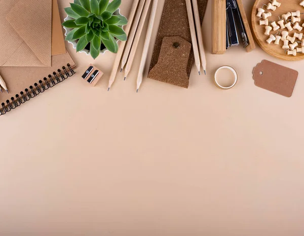 Eco Wooden Craft Stationery Sustainable Zero Waste Natural Life Concept — Photo