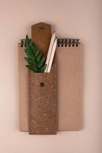 Eco Wooden Craft Stationery Sustainable Zero Waste Natural Life Concept — Stockfoto