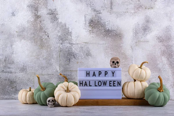 Elegant Scary Halloween Decor White Pumpkin Skull — Foto de Stock