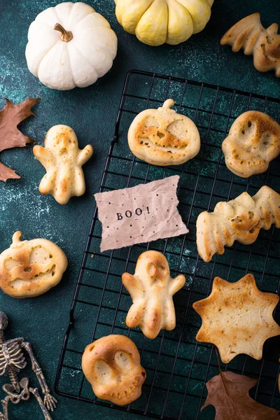 Muffins Halloween Forme Chauve Souris Fantôme Citrouille — Photo