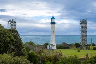 Melbourne, Avustralya 'daki Queenscliff Low White Lighthouse