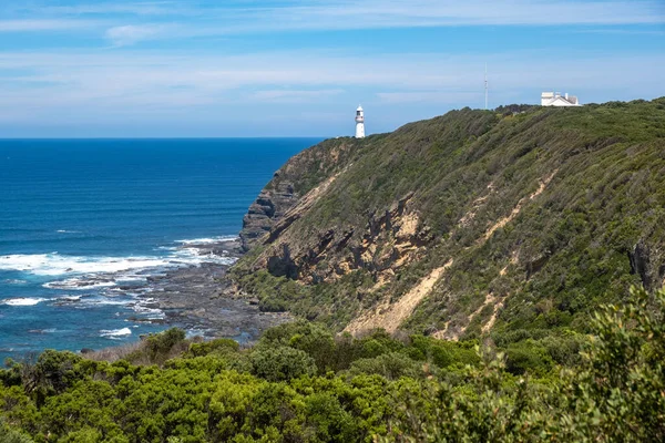 Cape Otway Lighthouse Landscape Brigh Sunlight Australia Stock Photo