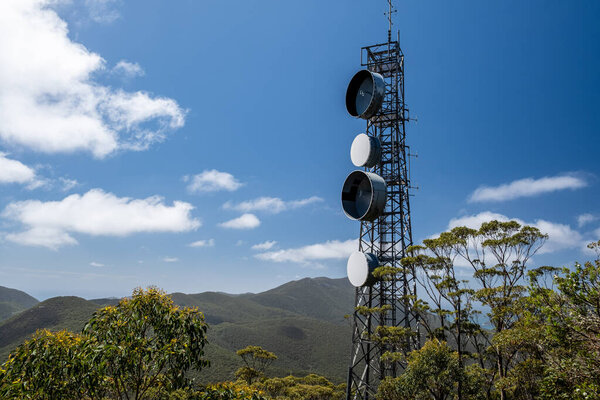 Communication Tower Australian Outback Atainst Blue Sky Text Space Stock Picture