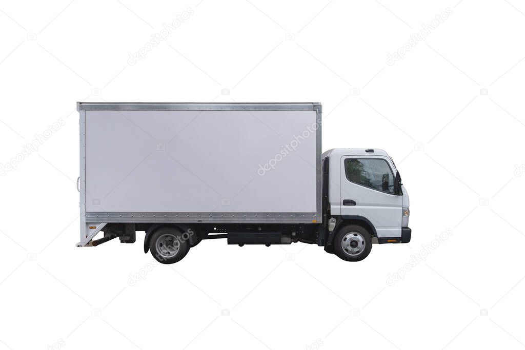 Cargo delivery truck isolated with copy space