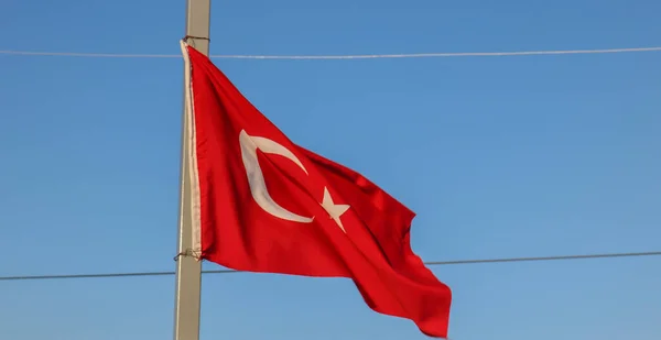 Török Zászló Lengett Szélben Renderelés — Stock Fotó
