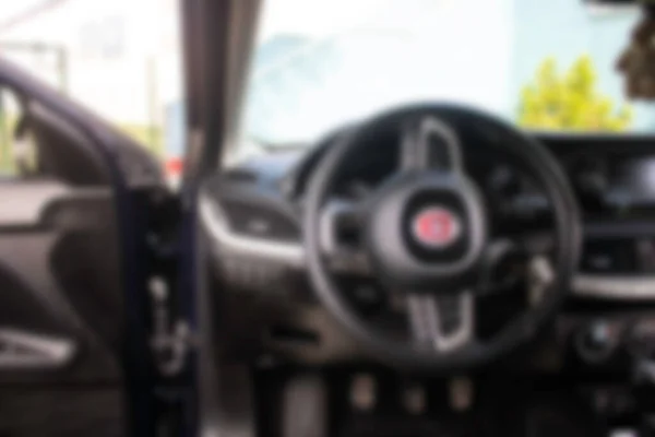 Blurred Italian Car Fiat Egea Steering Wheel Dashboard — Foto de Stock