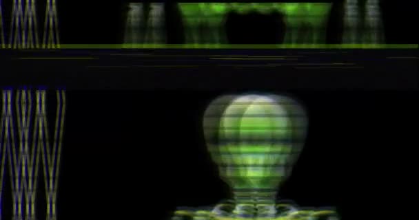 人間の骨格の動きのイラストとノイズやグリッチ効果と古い損傷した画面のオーバーレイ — ストック動画