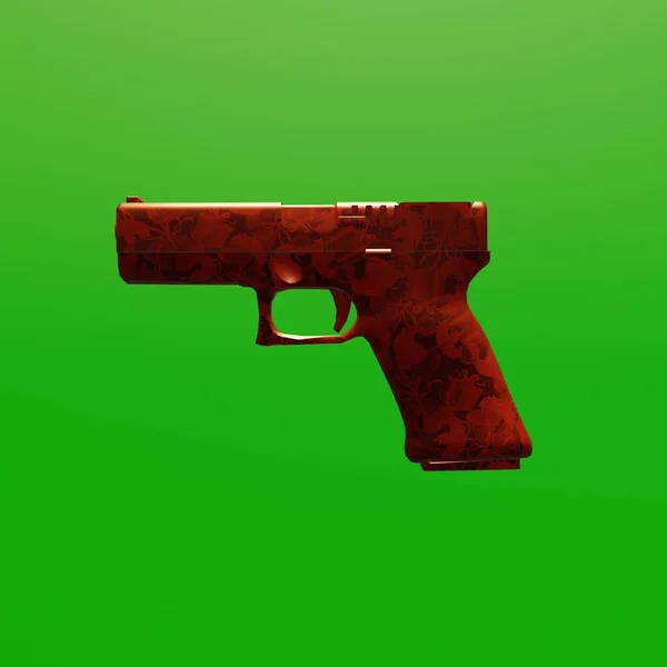 One Handed Firearm Christmas Theme Christmas Cap Green Background — Stock Photo, Image