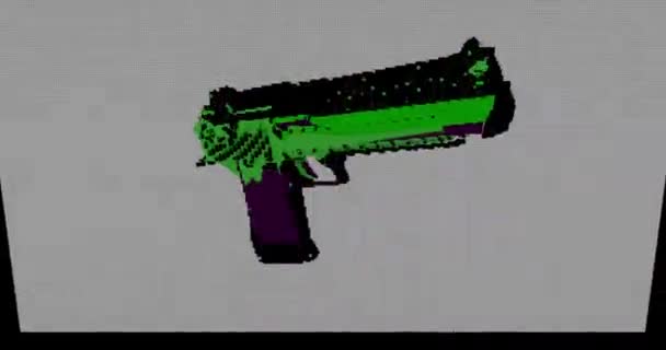 Animación Una Pistola Hecha Partículas Movimiento Efecto Superposición Pantalla Led — Vídeos de Stock