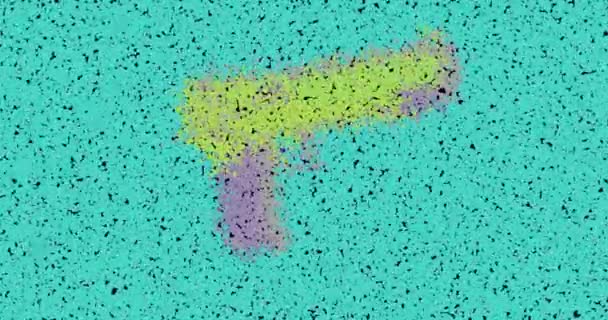 可動粒子とLed Vhsスクリーンオーバーレイエフェクトで作られた片手拳銃のアニメーション — ストック動画