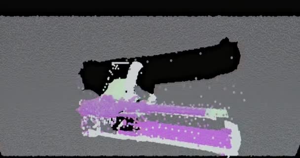 Κινούμενο Πιστόλι Χειρός Ένα Χέρι Κατασκευασμένο Από Κινούμενα Σωματίδια Και — Αρχείο Βίντεο