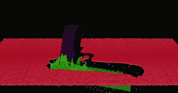 移动粒子制成的单手手枪的动画及Led Vhs屏覆盖效果 — 图库视频影像