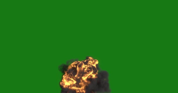 黒い背景に煙とオレンジの火の現実的なアニメーション 燃える炎 — ストック動画