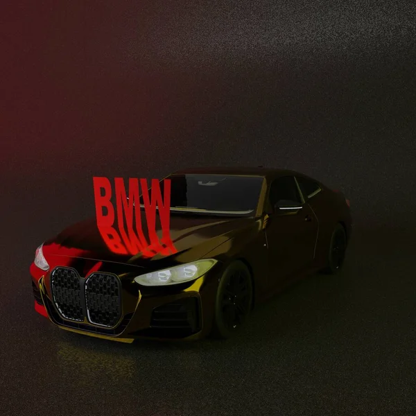 Illustration Eines Modernen Luxus Sportwagens Auf Farbigem Hintergrund — Stockfoto