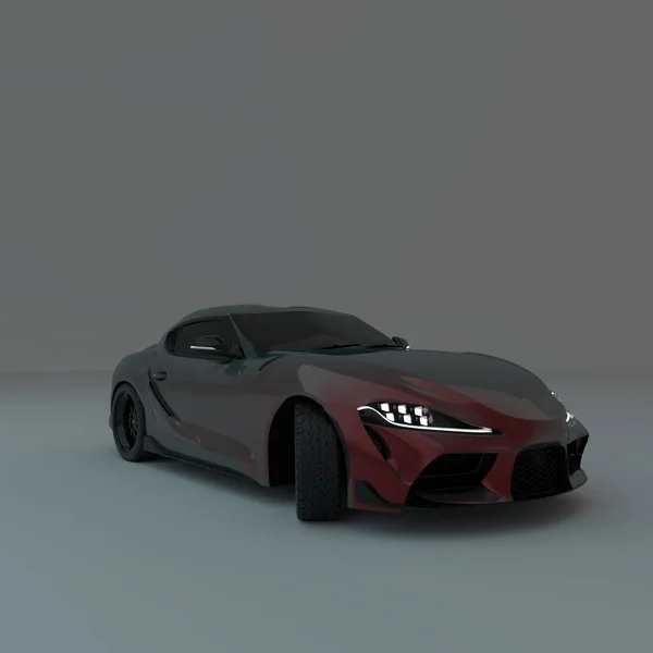 カラーを背景にした現代的な高級スポーツカーの3Dイラスト — ストック写真