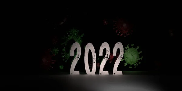 Επιγραφή Του Έτους 2022 Και Χρωματιστά Κύτταρα Επικίνδυνων Ψηφίων Ενοχής — Φωτογραφία Αρχείου