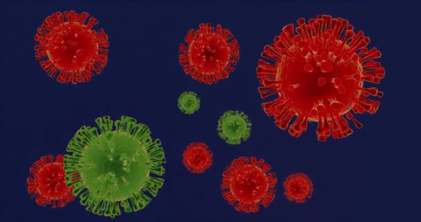 Verplaatsen Van Verschillende Soorten Gekleurde Virusdeeltjes Een Donkere Achtergrond — Stockvideo