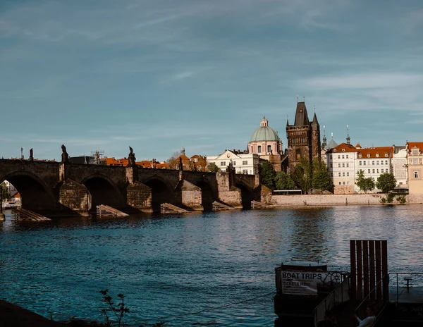 Πανοραμική Θέα Της Γέφυρας Του Καρόλου Στον Ποταμό Vltava Στο — Φωτογραφία Αρχείου