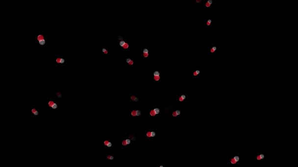 暗い背景にロゴが入ったカラーの古いステッカーの爆発爆発と重力のアニメーション — ストック動画