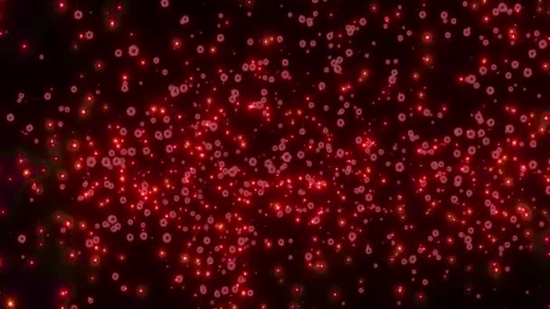 색깔의 바이러스 입자들을 어두운 배경에서 움직이는 — 비디오