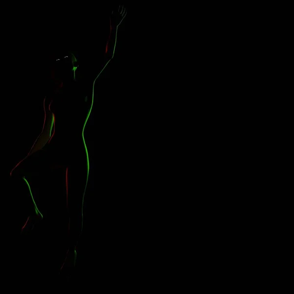 Ilustración Mujer Joven Desnuda Acabado Mano Extendida Bajo Luz Color — Foto de Stock