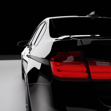 Model hızlı spor sedan araba ve hafif arka plan 3D gerçekçi illüstrasyon