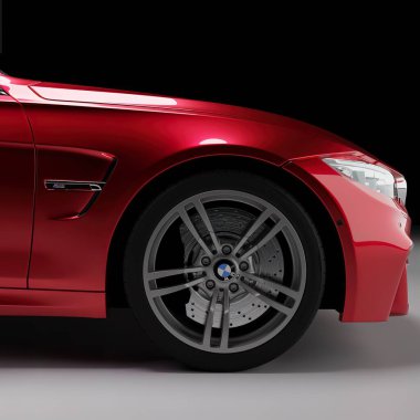 Model hızlı spor sedan araba ve hafif arka plan 3D gerçekçi illüstrasyon