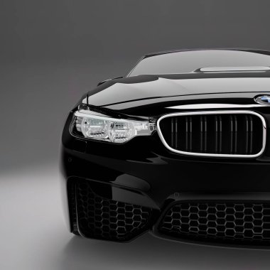 Model hızlı spor sedan araba ve hafif arka plan 3D gerçekçi illüstrasyon