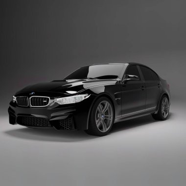Model hızlı spor sedan araba ve hafif arka plan 3D gerçekçi illüstrasyon