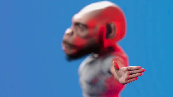 ヒトの皮膚を持つ猿の頭3Dイラスト — ストック写真