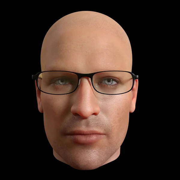 表情のある大人の男の頭3Dイラスト — ストック写真