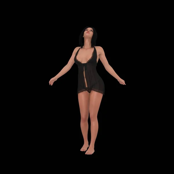 在演播室里穿着女装的背景 女性形象的3D图解 — 图库照片