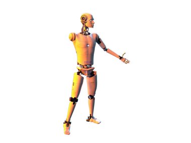 İnsansı beyaz android android. İnsansı figürlü fütürist robot.