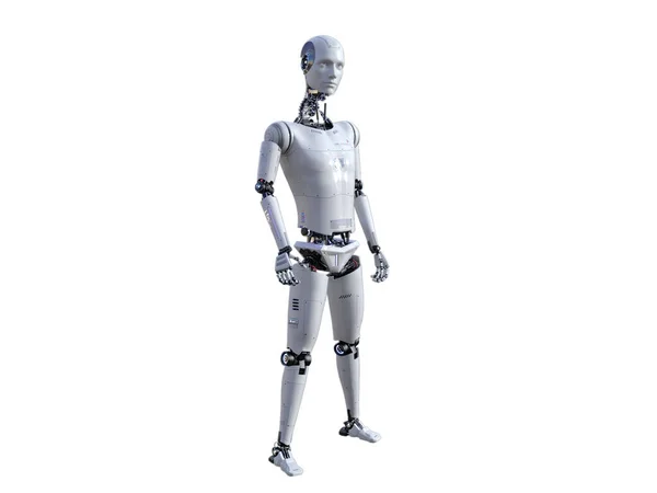 Humanoid Vit Android Android Futuristisk Robot Med Humanoid Figur Illustration — Stockfoto