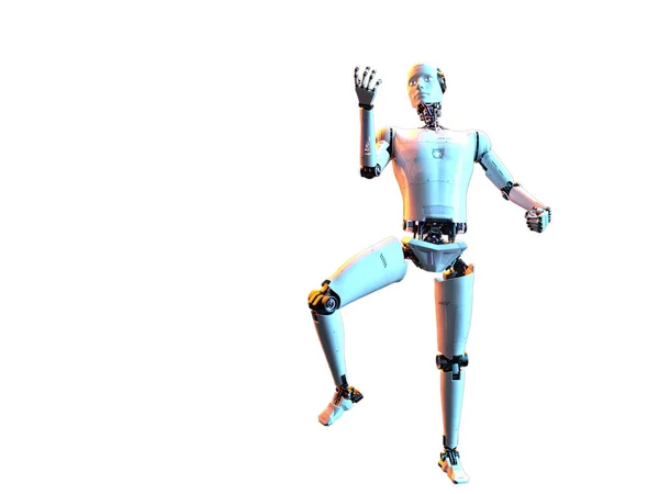 Androide Blanco Humanoide Robot Futurista Con Figura Humanoide Ilustración —  Fotos de Stock