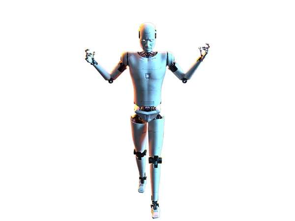 ヒューマノイド白いアンドロイド ヒューマノイドフィギュア3Dイラスト付き未来型ロボット — ストック写真