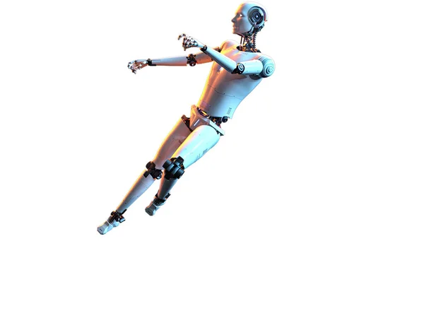 Andróide Andróide Branco Humanóide Robô Futurista Com Figura Humanoide Ilustração — Fotografia de Stock