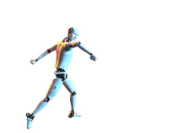 Humanoid Vit Android Android Futuristisk Robot Med Humanoid Figur Illustration — Stockfoto