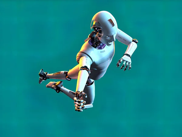 Androïde Androïde Blanc Humanoïde Robot Futuriste Avec Figure Humanoïde Illustration — Photo