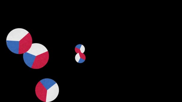 Bandeiras Hasteadas República Checa Contra Fundo Escuro — Vídeo de Stock