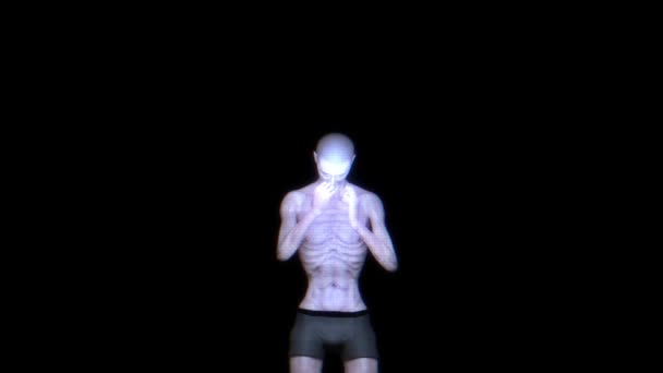 Moving Figure Silhouette Dark Background — Stock Video